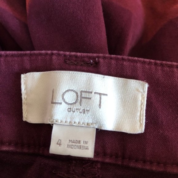 Loft Burgundy Skinny Ankle Pants with Zipper Pockets - Picture 9 of 11
